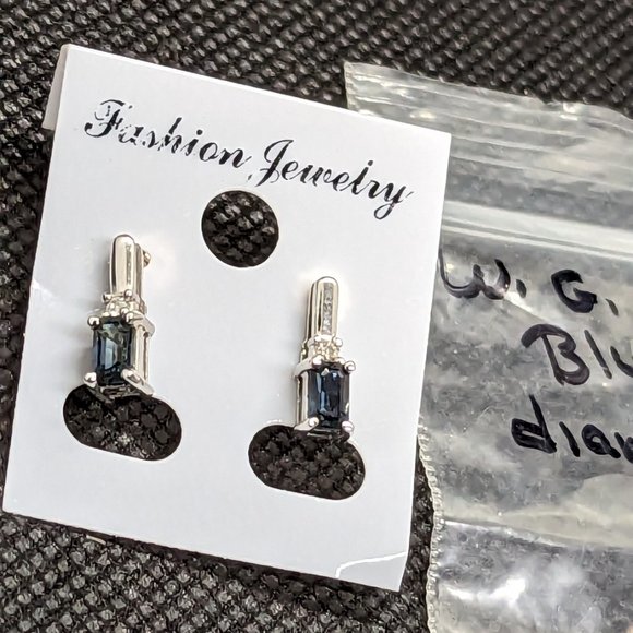 Deep stormy blue Sapphires in square cut and 10k white gold **last chance** - Picture 4 of 6